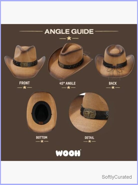 Western Straw Cowboy Hat Wide Brim Sun Protection Unisex